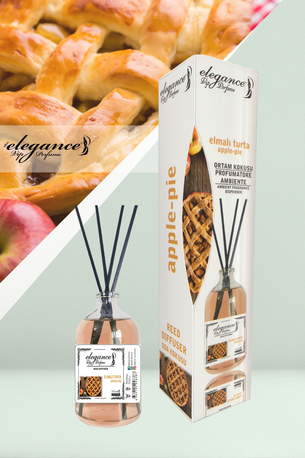 Elmalı Turta Reed Diffuser Bambu Çubuklu Oda Kokusu 110 ml