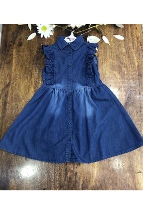 Kız Çocuk Mavi Kot Elbise 8005