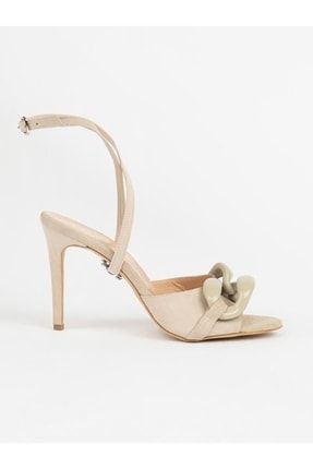 Fellini Bej Süet Kadın Topuklu Sandalet R-161
