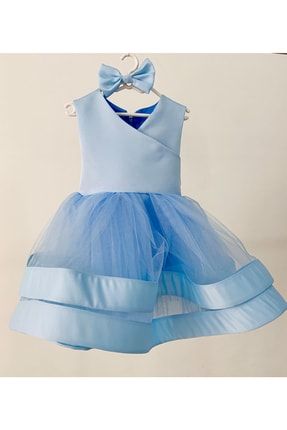 Bebe Mavisi Çapraz Model Iki Katlı Kabarık Elbise TYC00434628281