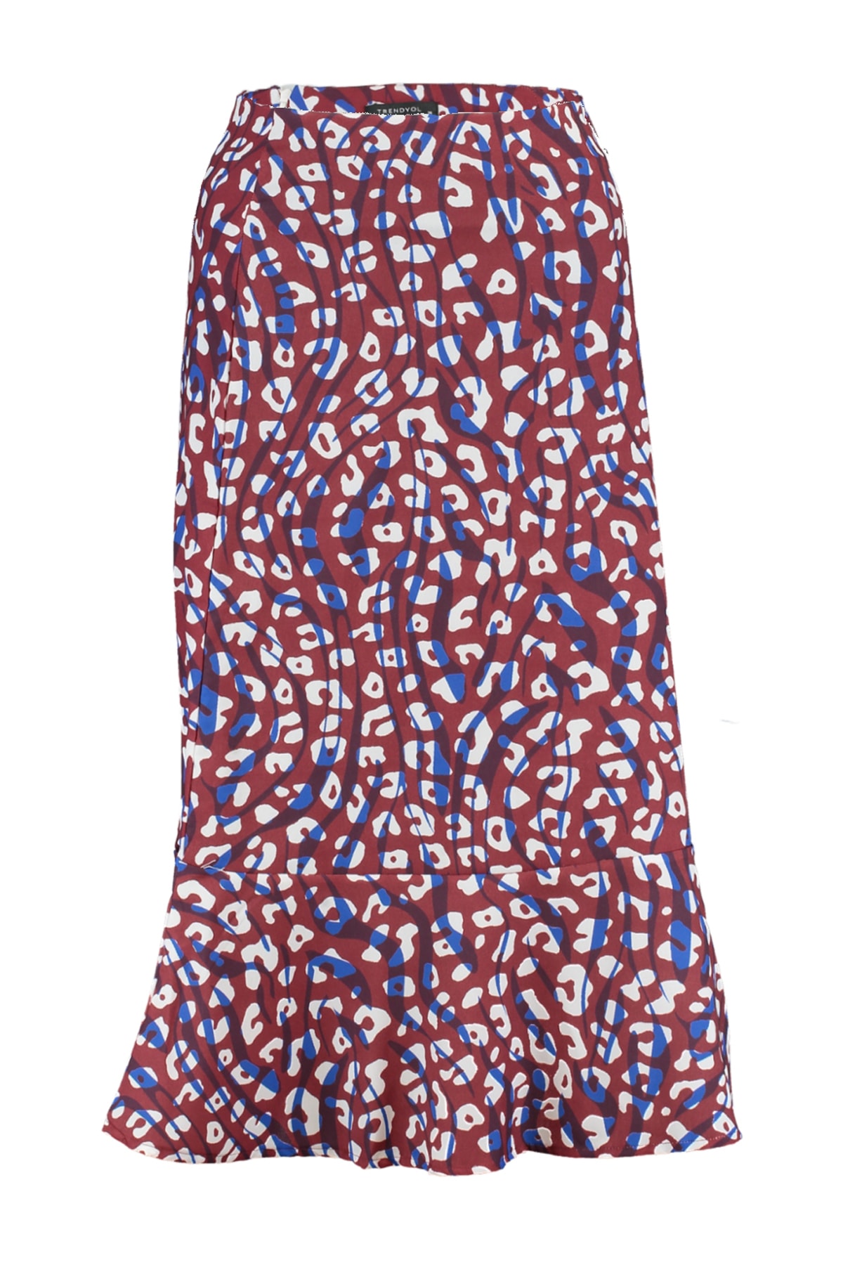 Trendyolmilla  Çok Renkli Ucu Volanlı Viskon Kumaşlı Hayvan Desenli Midi Dokuma Etek TWOSS19FG0026 - Görsel 6