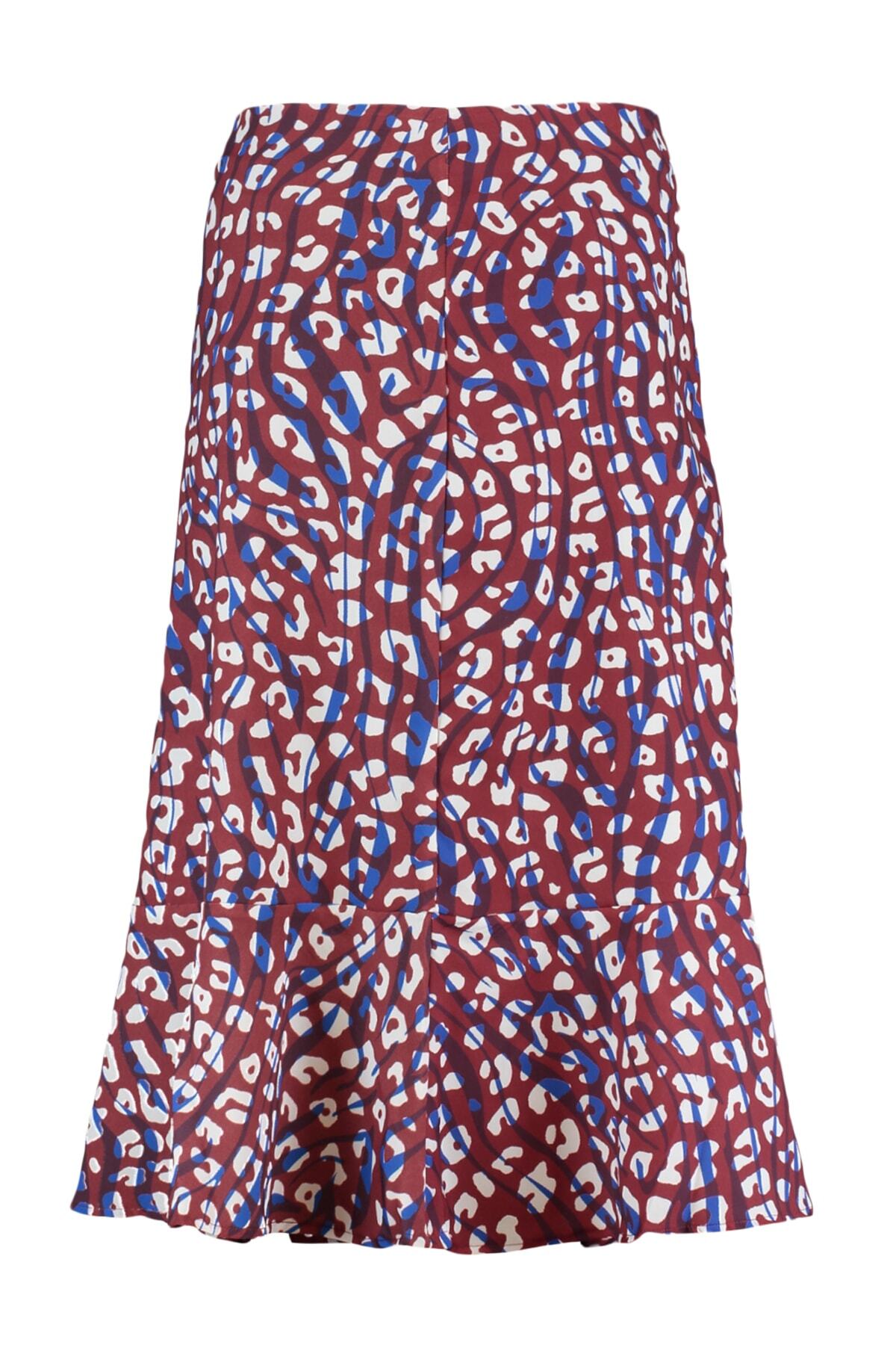 Trendyolmilla  Çok Renkli Ucu Volanlı Viskon Kumaşlı Hayvan Desenli Midi Dokuma Etek TWOSS19FG0026 - Görsel 7