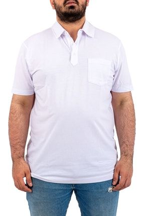 Büyük Beden Aralığı Polo Yaka Beyaz Erkek T-shirt EN3502022