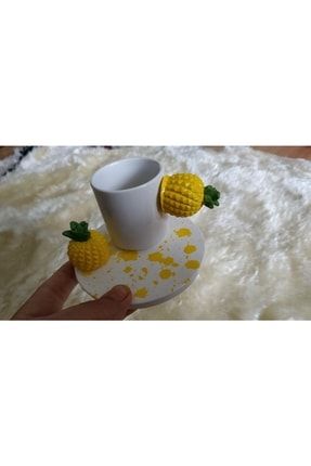 Polyester Ananas Model Kahve Fincanı Guller0163