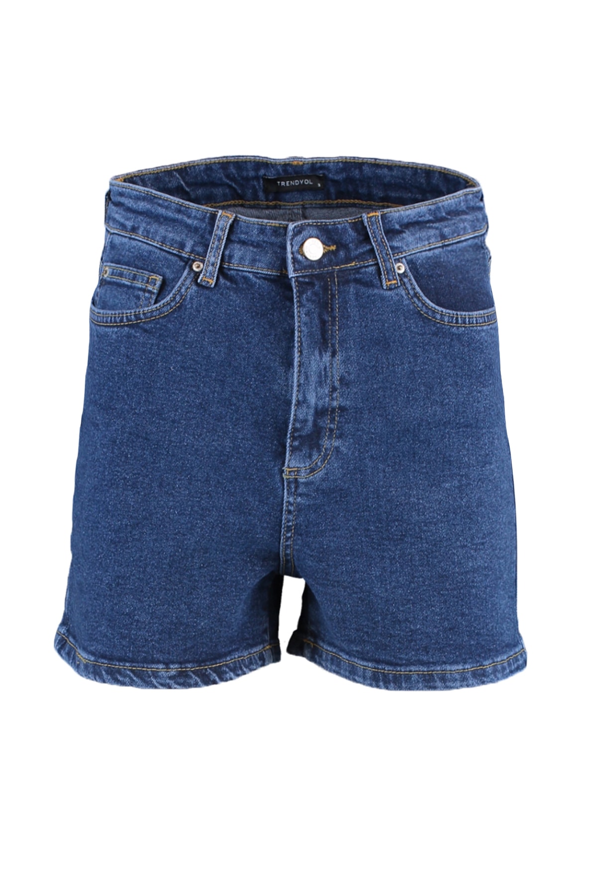 Trendyolmilla  Indigo More Sustainable Yüksek Bel City Boy Denim Şort TWOSS20SR0210 - Görsel 11