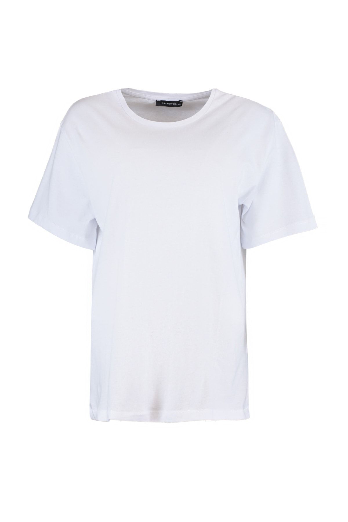 Trendyol Collection-Weißes Oversize-T-Shirt mit Rundhalsausschnitt – 100 % Baumwolle TWOSS20TS0134 12