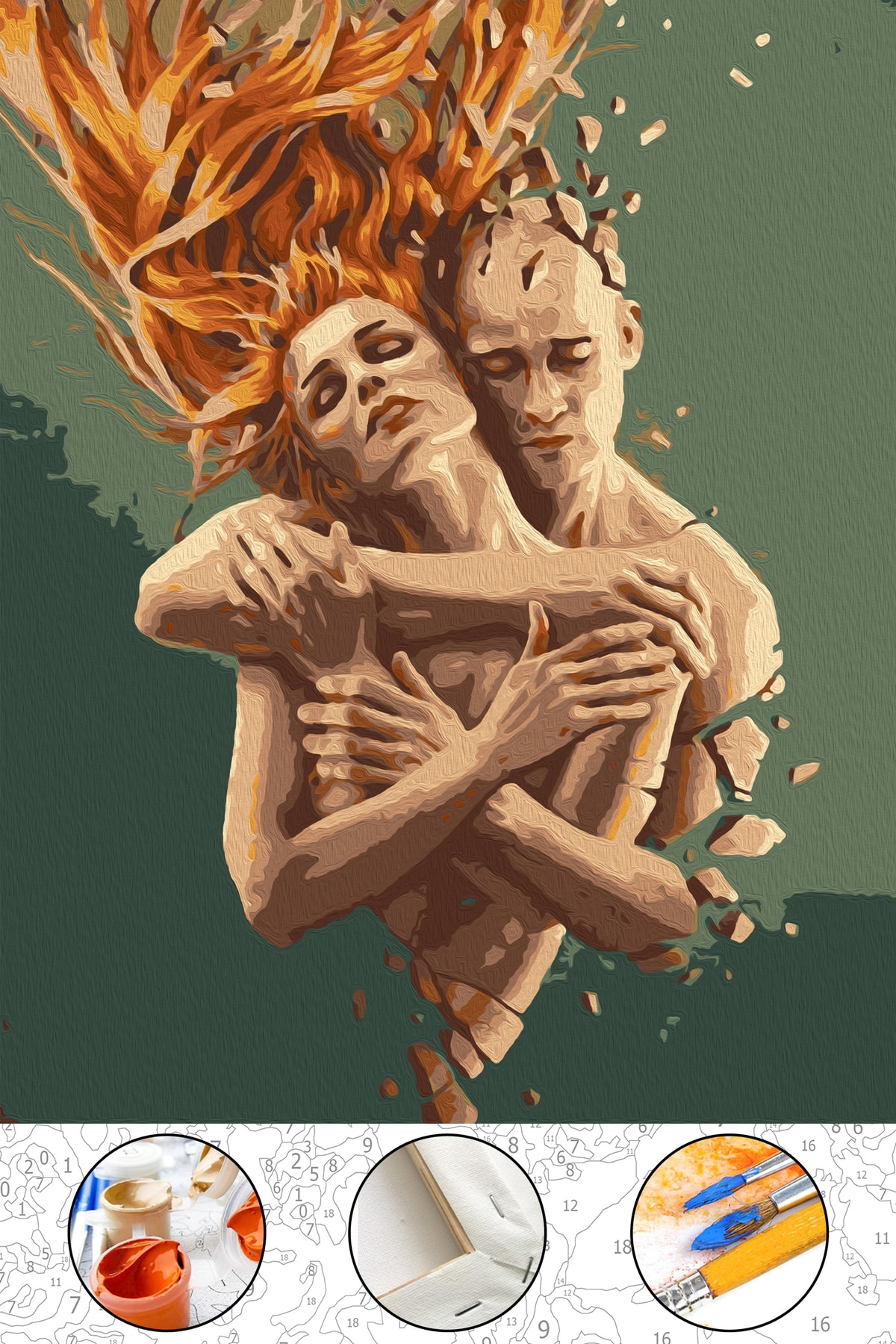 abbara Sayılarla Boyama Tuval Hobi Seti Akrillik Boya Fırça Dahil 40x50 Cm