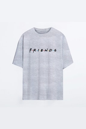 Friends 01 Gri Oversize Tshirt - Tişört RJOT-MAN-HG-FRNDS01