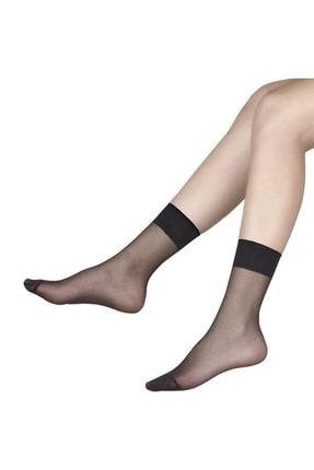 10+2 Hediyeli Kadın Fit 15 Den Parlak Siyah-ten Soket Çorap Toptan Ekonomik Paket SKS1 19 Std