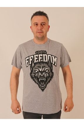 Unisex Kısa Kol T-shirt gri -freedom
