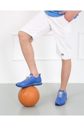 Hakiki Deri Özel Tasarım Anatomik Taban Sax Mavi Spor Ayakkabı CSD026-2523-54-L1