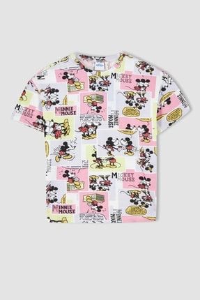 Kız Çocuk Disney Mickey & Minnie Lisanslı Regular Fit Pamuklu Kısa Kollu Tişört X5064A622SM