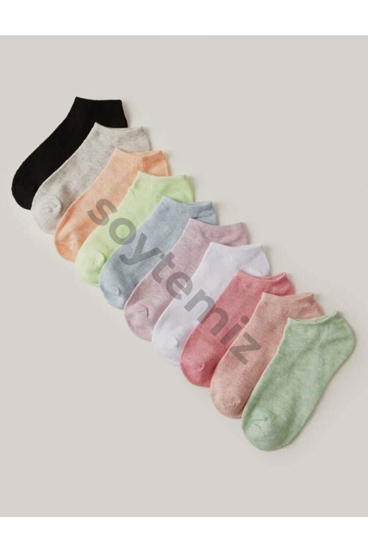 SOYTEMİZ ÇORAP 10 Çift Koton Karışık Renk Kadın Patik Çorap