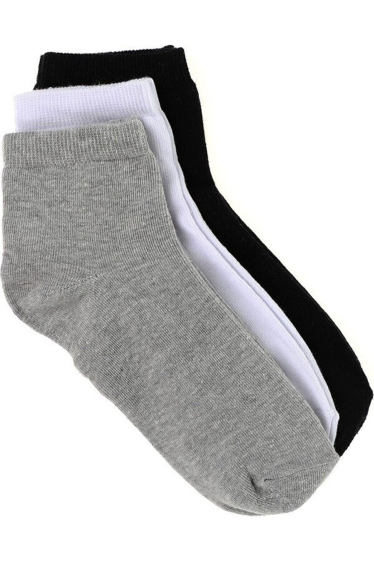 HARMAN TEKSTİL Kaliteli 12 Çift Erkek Patik Çorap - Spor Ayakkabı Kısa Soket Çorabı Beyaz-siyah-gri 40-45 Numara