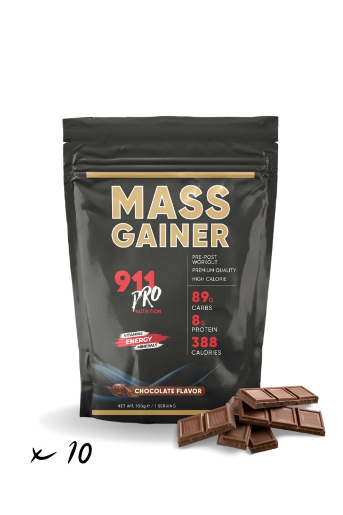 911 Pro Nutrition Mass Gainer Çikolata Aromalı 10 X 100gr (1000gr)