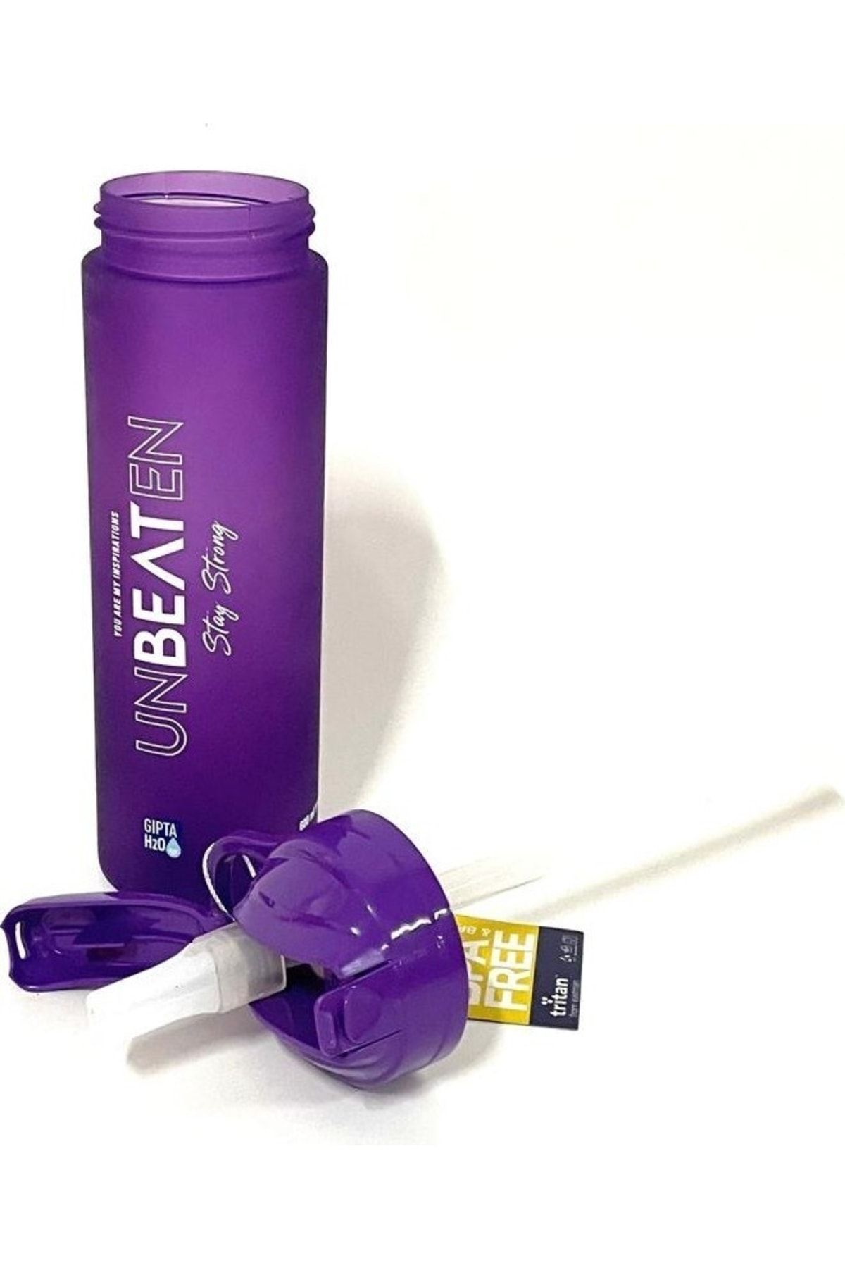 Gıpta-Purple Unbeaten Tritan Painted Patterned Flask with Straw 600ml 3