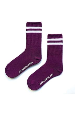 Çizgili Desenli Renkli Çorap - Uzun Kolej Çorap Modelleri SSuzunCC