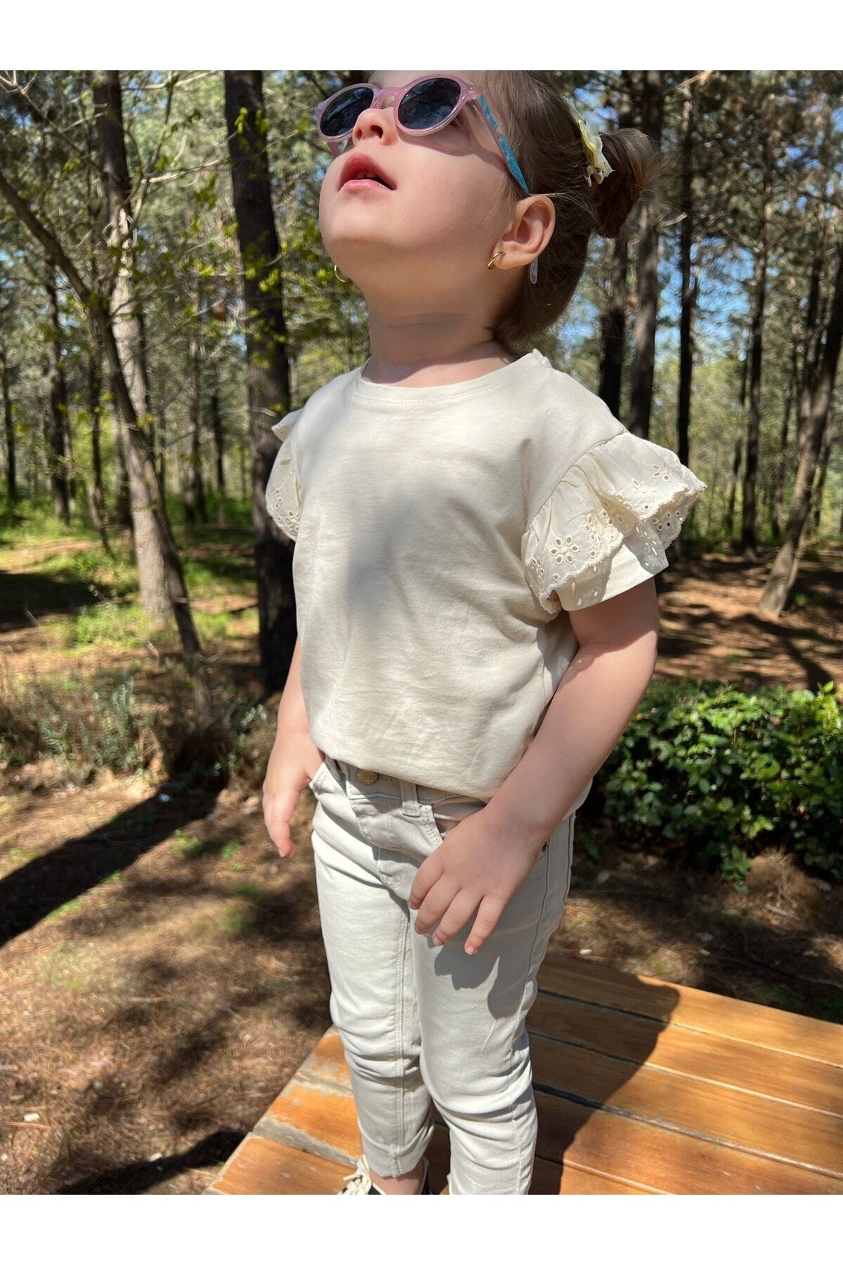 EYC BABY Krem Kolları Fistolu Bebek/ Çocuk Tişört Tam Kalıp fotoğrafı 4 (önizleme)