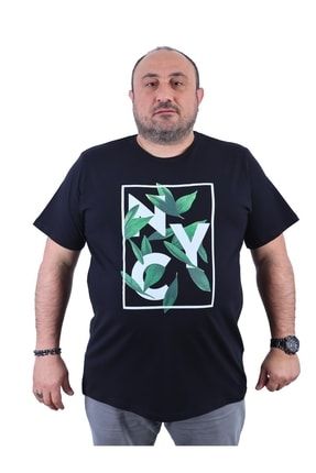 Moc Grande Erkek Büyük Beden T-shirt Ncy Leaf 22139-sıyah