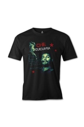 Erkek Siyah Che Guevara Smoke Baskılı T-Shirt es-18