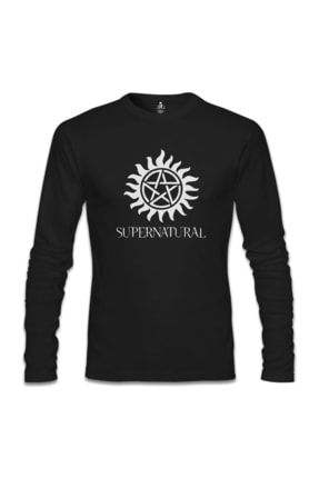 Erkek Siyah Supernatural Logo Sweatshirt sl-747