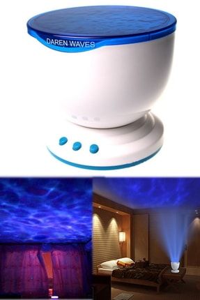 Tavanda Mavi Deniz Dalgası Okyasun Hissiyatı Yaratan Oda Gece Aydınlatması Dekoratif Lamp Pilli Led re30a