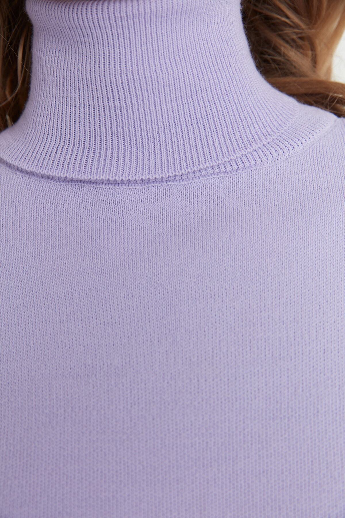 Trendyol Collection-Lila Basic Rollkragenpullover TWOAW21KZ0485 4
