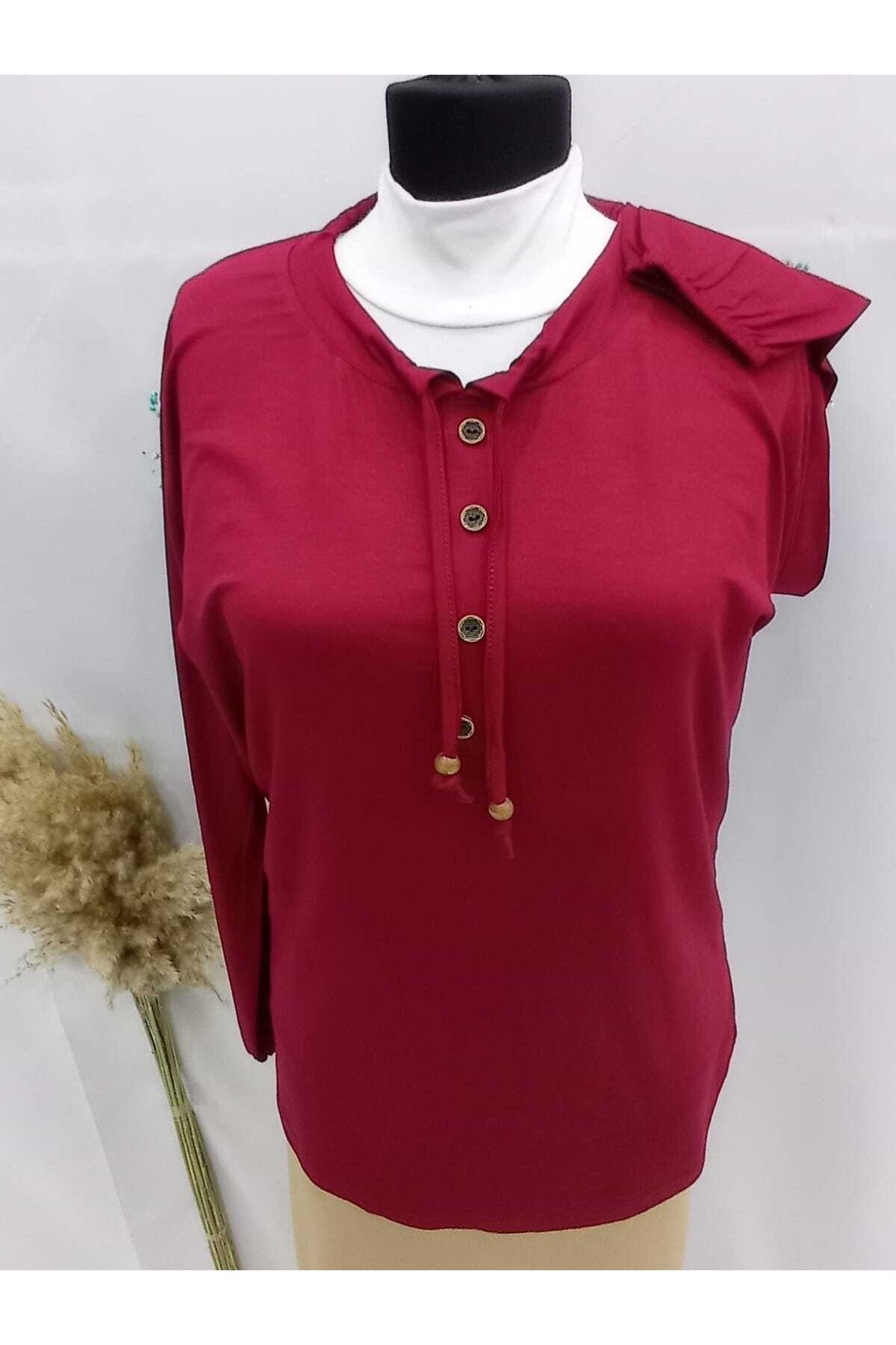Sel Tekstil-2022 Model Normal Size Elastic Sleeves and Collar Drawstring Mother's Blouse 3