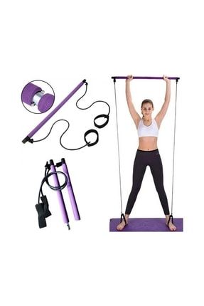 Gym Stick Egzersiz Çubuğu Sünger Kaplama Tutamaçlı Antrenman Pilates Çubuğu Mor TRS62099