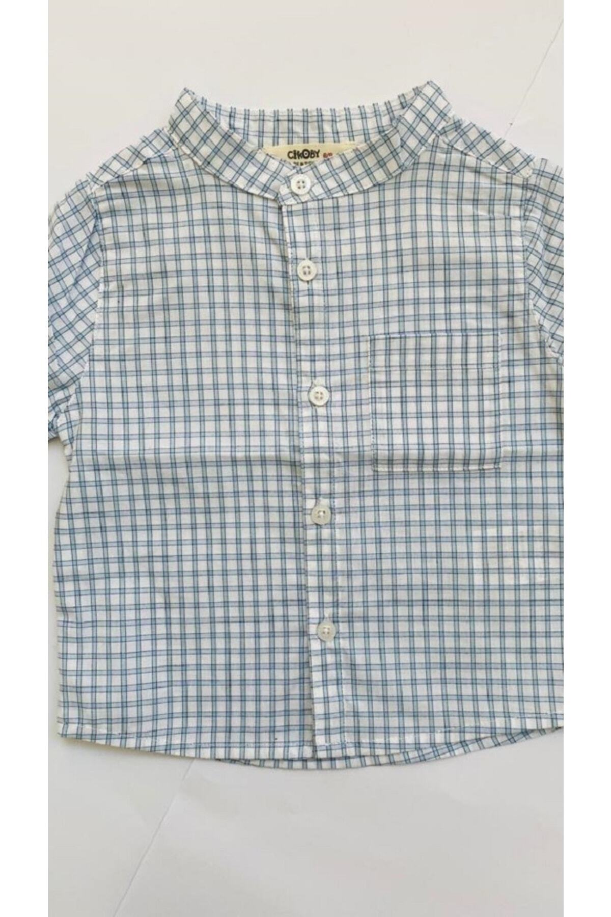 çikoby Erkek Bebek Kareli Mavi Hakim Yaka Gömlek fotoğrafı 4 (önizleme)