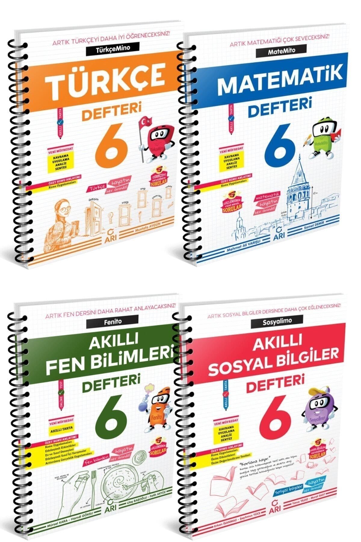 Arı Yayıncılık 6. Sınıf Akıllı Defter Seti Türkçemino Matemito Sosyalimo Fenito MUTLUKIRTASİYE006