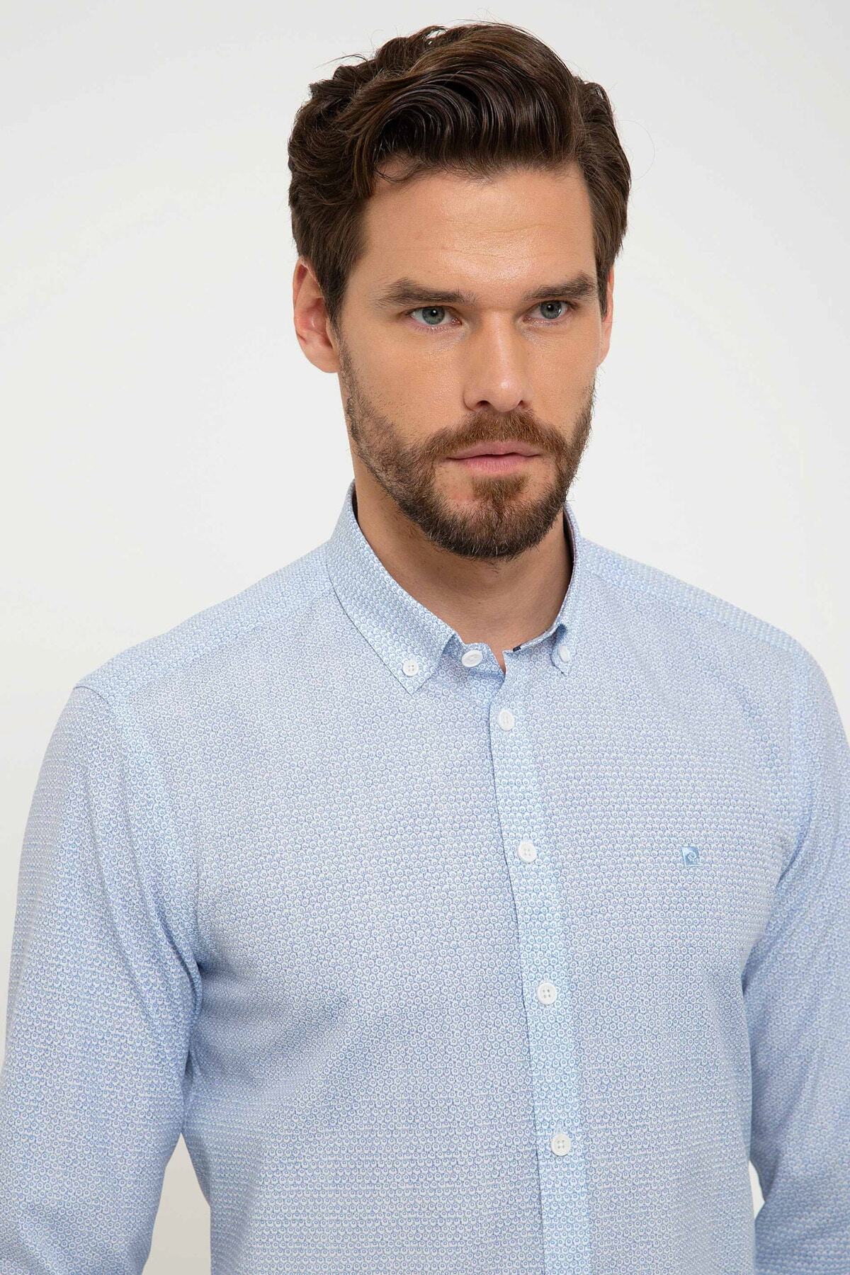 پیراهن مردانه آبی پیرکاردین | G021GL004.000.880179.VR036 اورجینال - تصویر 2
