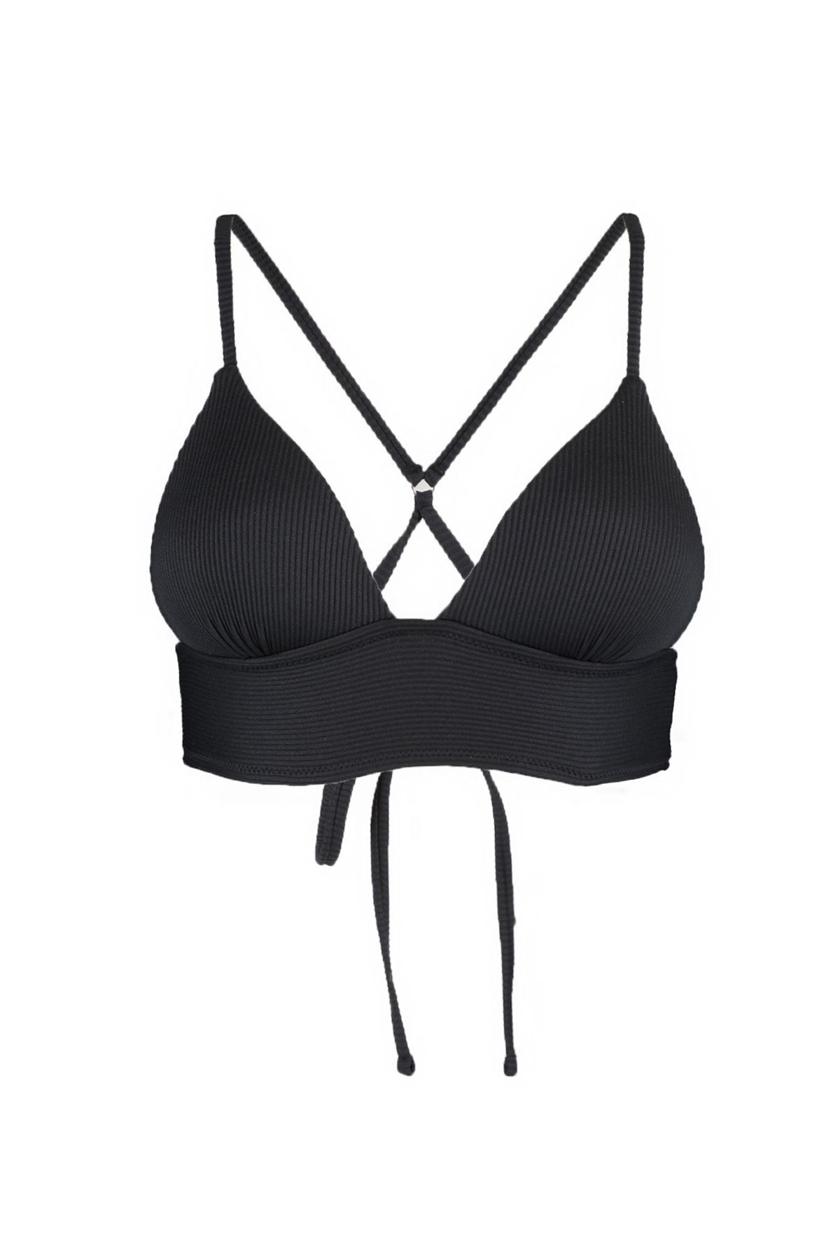Trendyol Collection-Schwarzes, dreieckiges, strukturiertes Push-up-Bikinioberteil TBESS21BU0010 6