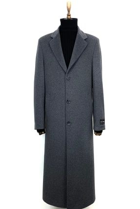 1080 Erkek Gri Ceket Yaka Uzun Palto 1080301