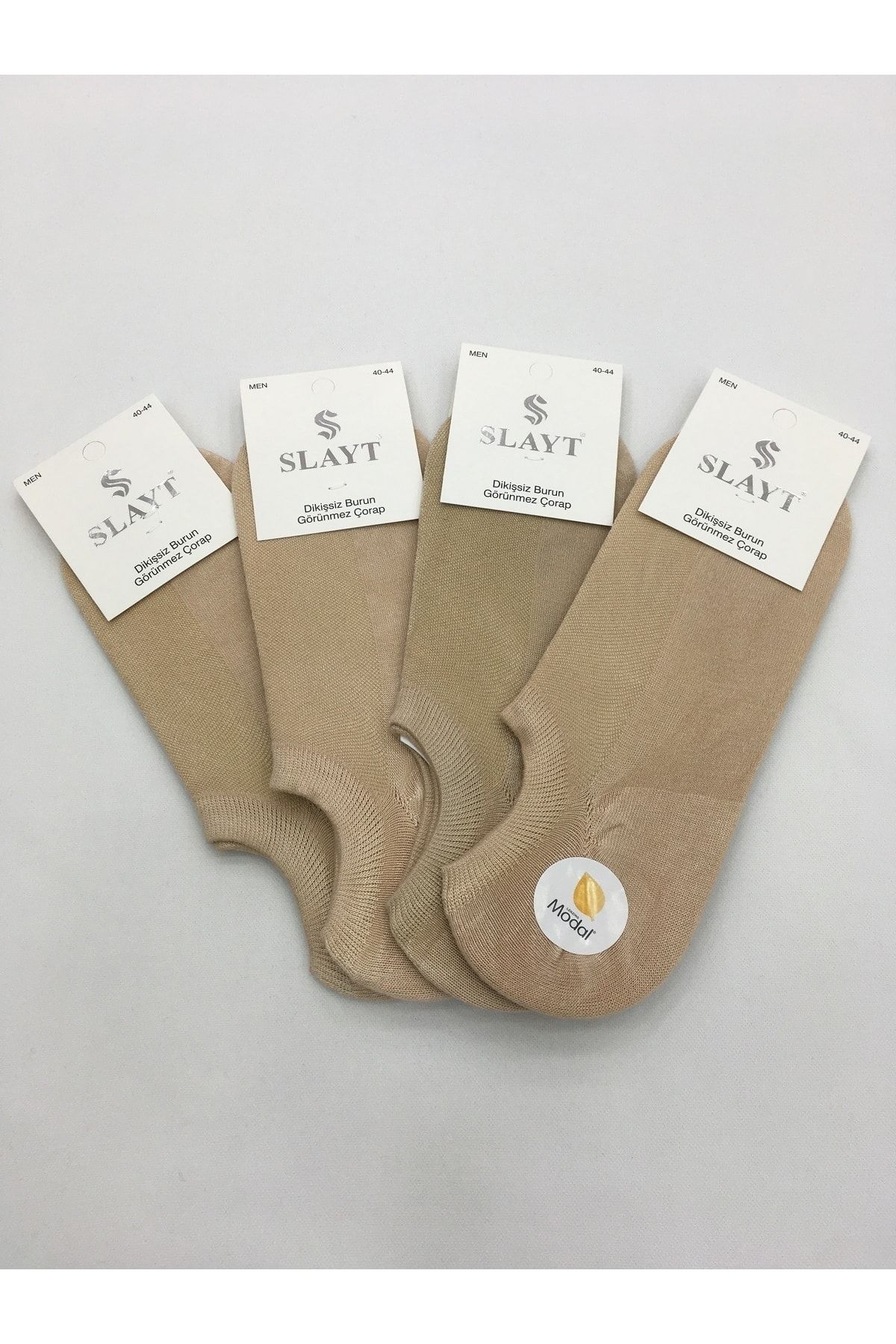 Slayt-4 Pieces Cotton Modal Blended Solid Color Thin Summer Men's Invisible Booties (Sneakers) 5