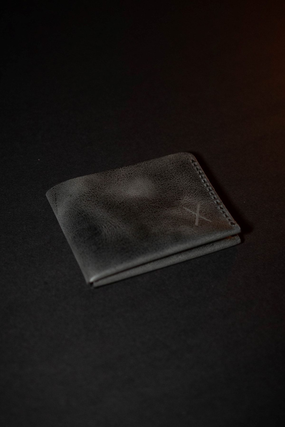 minimal X design-Minimal X Coin Purse - Anthracite - Real Leather Handmade - Simple Stylish Slim Design 4