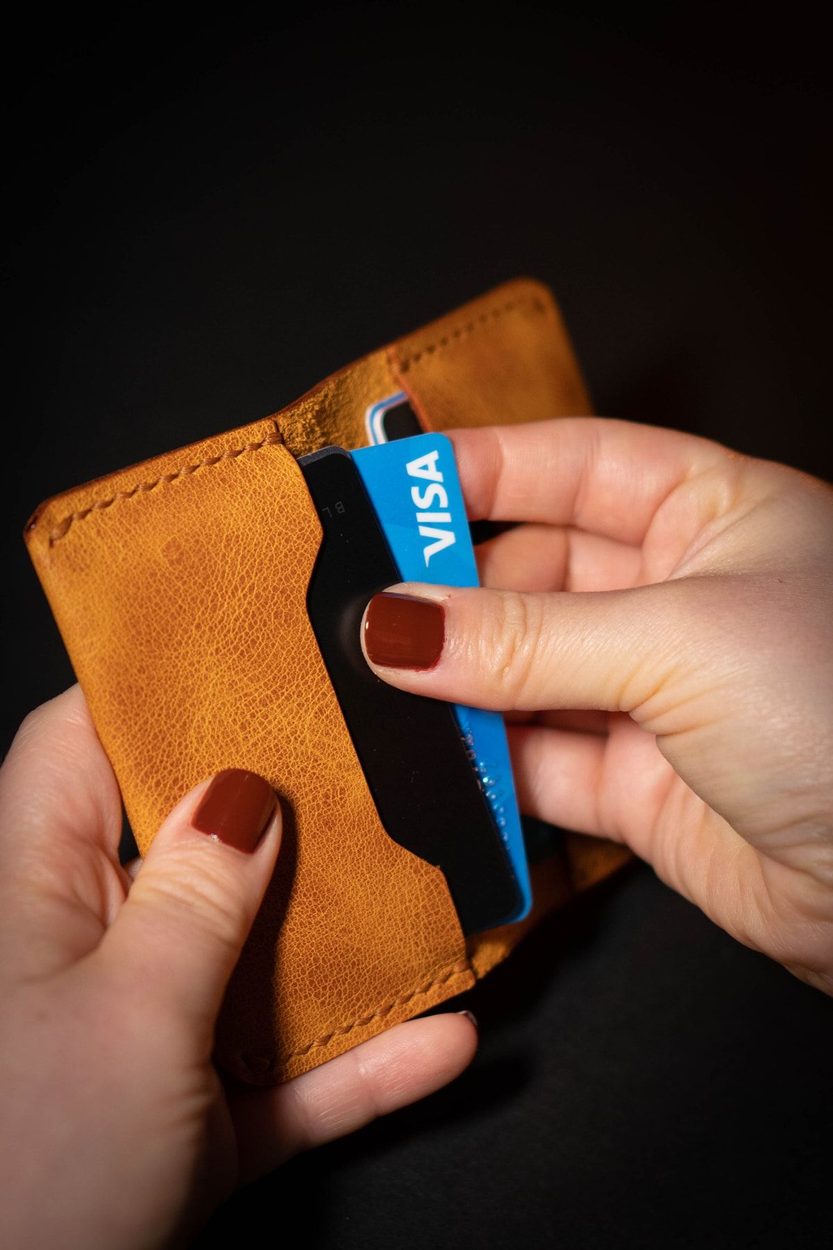 minimal X design-Minimal X Fold Card Holder - Camel - Real Leather & Handmade 7