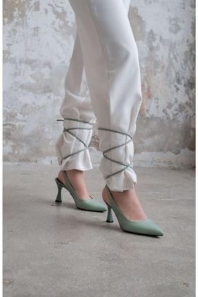 Kadın Mint Yeşili Bilekten Bağlı Stiletto Kadeh Topuklu HULLFS1