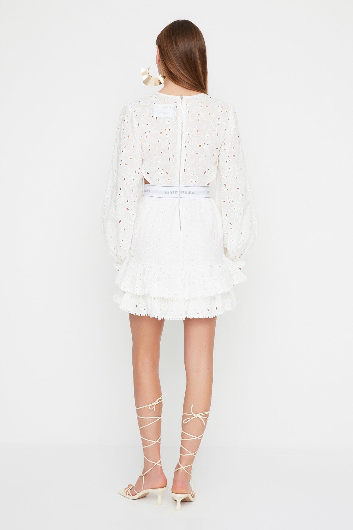 Trendyol Collection-X Sagaza Studio Rochie cu broderie detaliată cu elastic în talie TPRSS22EL00083 5