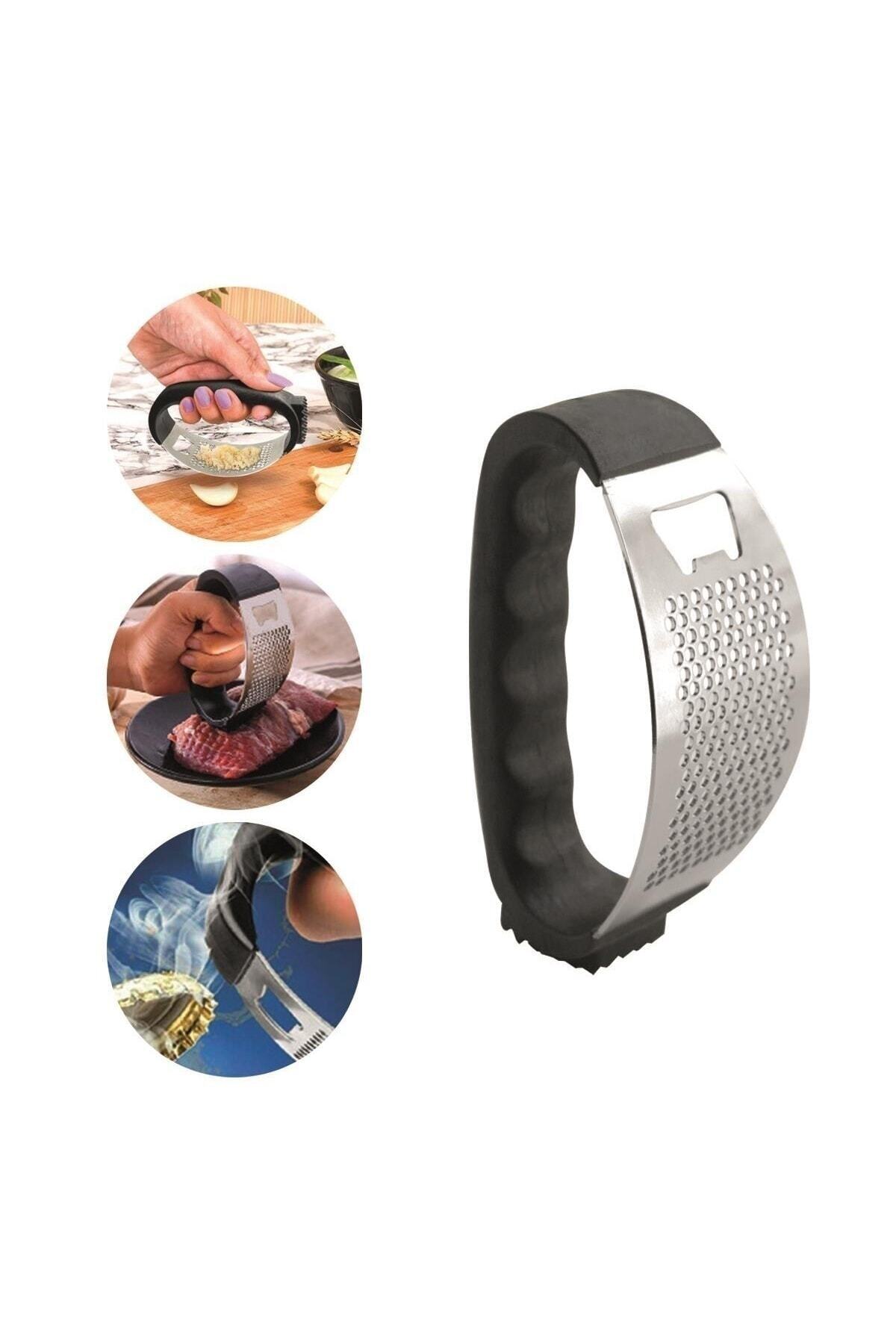 Seram Collection Paslanmaz Çelik Sarımsak Ezici 3 Fonksiyonlu Kapak Açıcı Et Dövücü