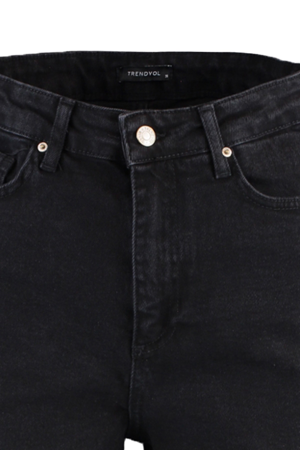 Trendyolmilla  Siyah More Sustainable Yüksek Bel City Boy Comfort/Esnek Denim Şort TWOSS20SR0210 - Görsel 10