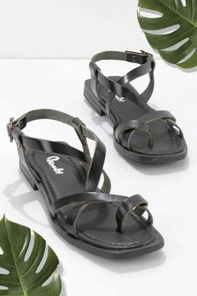 Siyah Leather Kadın Sandalet K05685041203