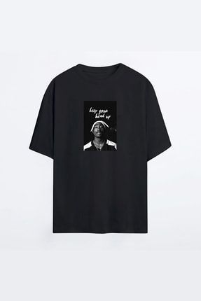 Tupac 001 Siyah Oversize Tshirt - Tişört RJOT-MAN-HG-TUPAC-01