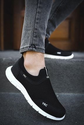 Siyah - Yesta Fileli Slip On Erkek Sneaker yestaes