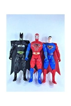 Avengers Süper Kahramanlar 3lü Işıklı Batman Örümcek Adam Süperman Figür Oyuncakları Seti SK3