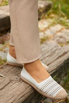 Kadın Espadril Dantel Çok Şık Beyaz Yazlık Ayakkabı 5930