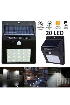 Güneş Enerjili Sokak Lambası Solar Bahçe Armatürü Aydınlatması Dış Mekan Bahçe Bina Önü Işık 20 Led ŞHNLEDD