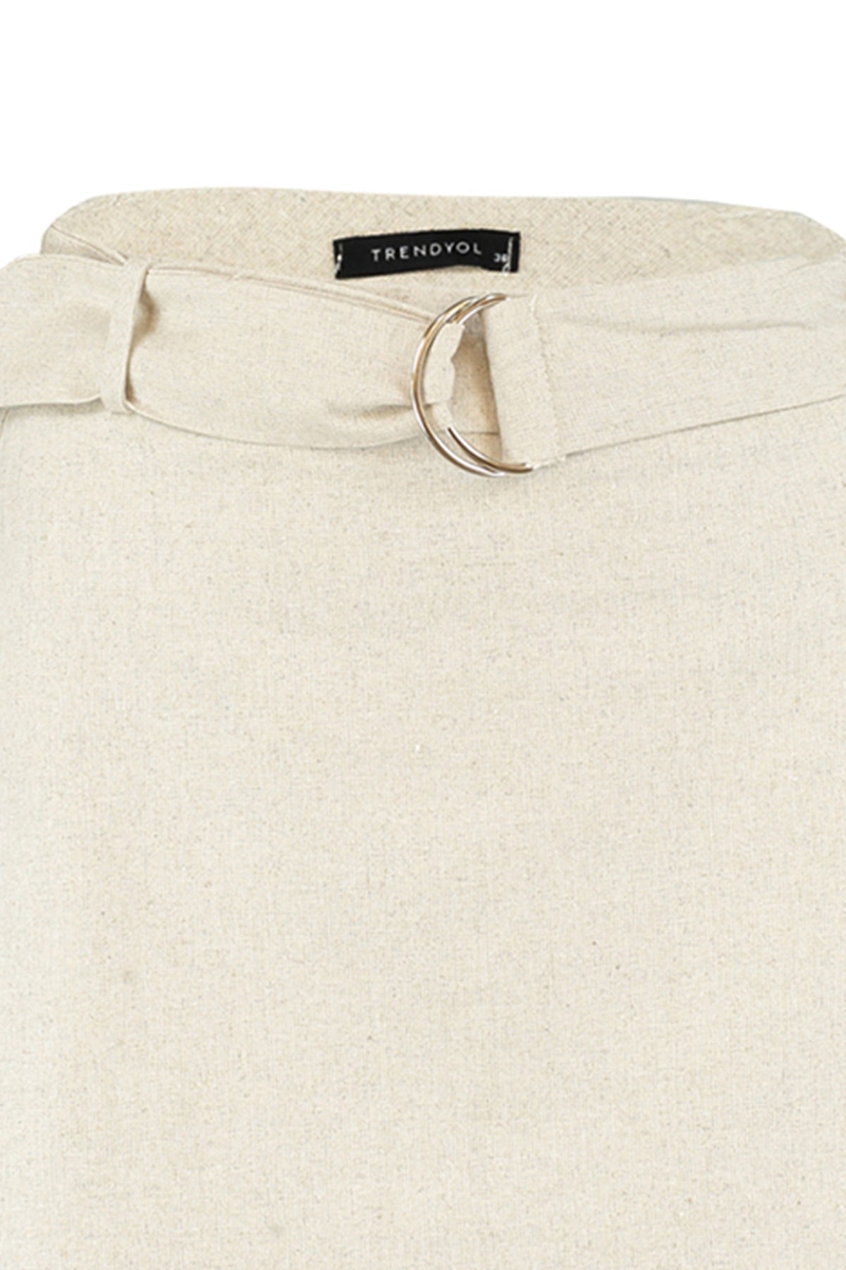 Trendyolmilla  Plaj Giyim Bej Dokuma Kemerli Süper Yüksek Bel Mini Şort & Bermuda TBESS21ET0124 - Görsel 8