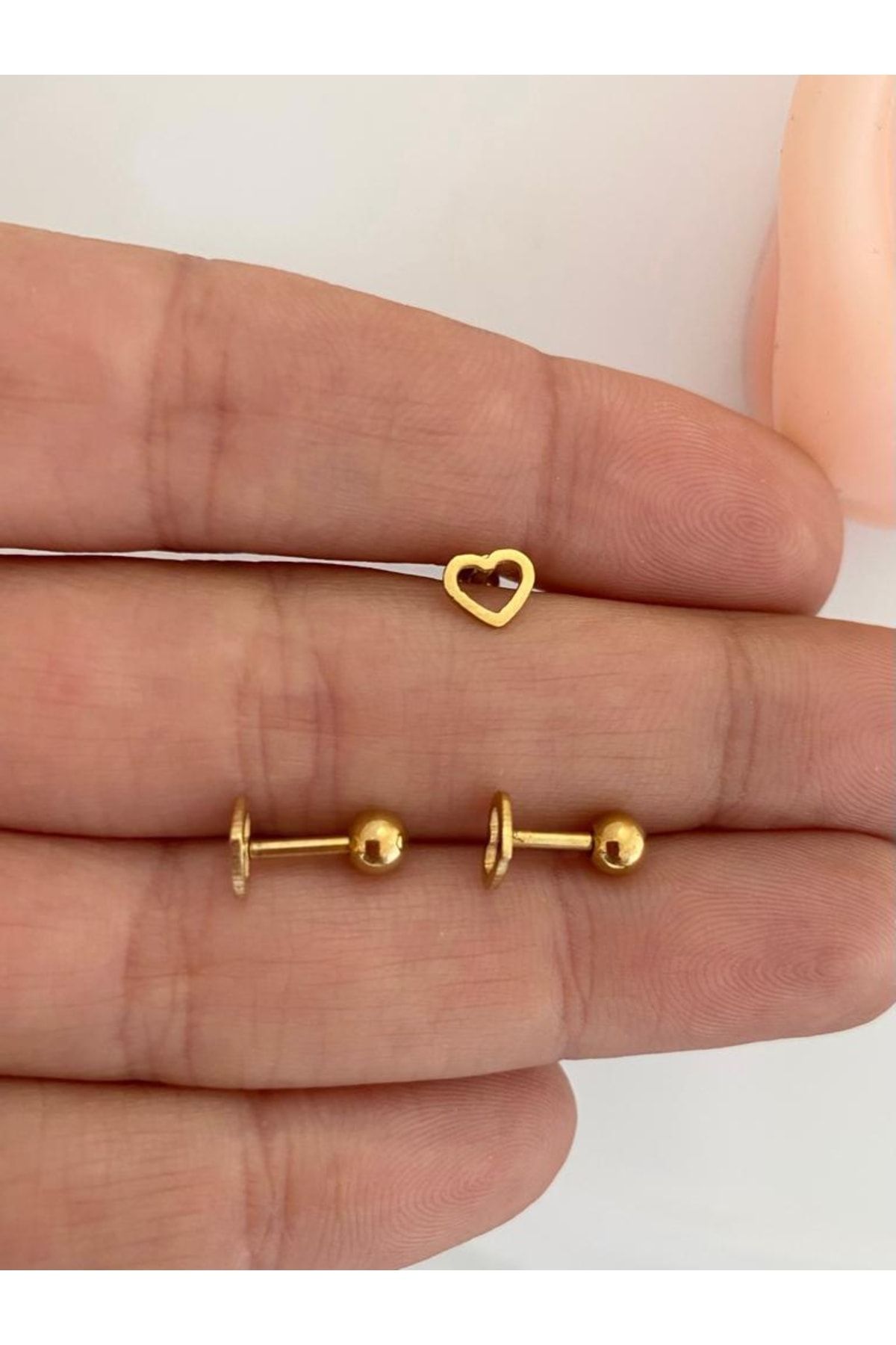 Cerrahi Çelik Gold Renk Boş Kalp Tragus Helix Kıkırdak Lobe Piercing