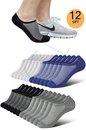 Unisex 12 Çift Pamuklu Görünmez Sneakers Çorap Renkli TYC00435652940